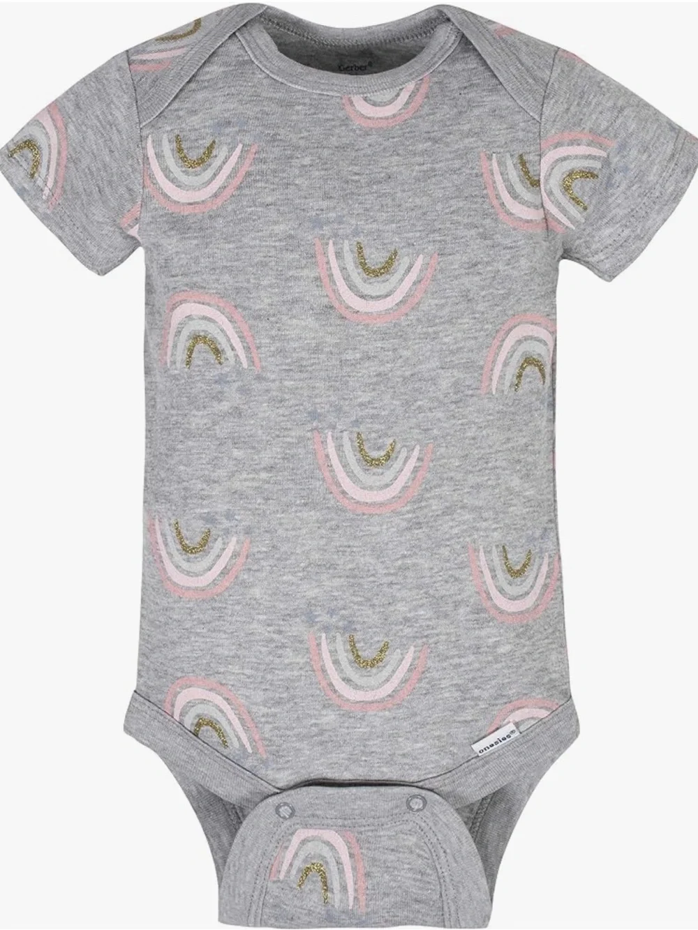 3-Pack Baby Girls Short Sleeve Bodysuits in Pink, Gray & Floral Preloved 0-3 M